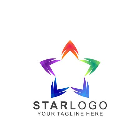 Colorful Star Logo Design. Abstract Icon Star Vector Templateのイラスト素材