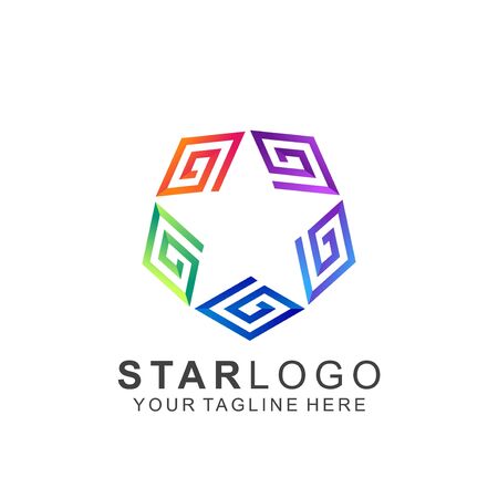 Colorful Star Logo Design. Abstract Icon Star Vector Templateのイラスト素材