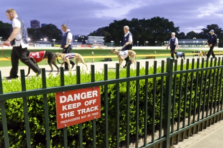 Keep off sign at the greyhound racing trackのeditorial素材
