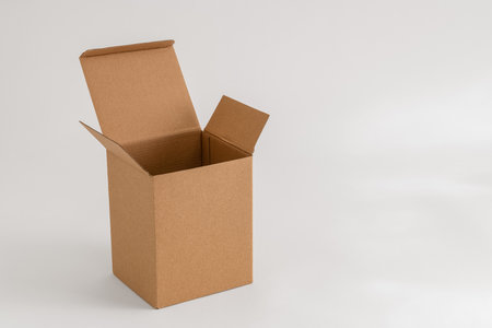 Empty cardboard box isolated on the white backgroundの写真素材
