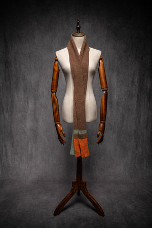 Wooden female dressmakers mannequin, retro style with arms and adjustable standの写真素材