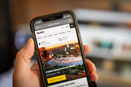 Sydney, Australia - August 12th, 2023: ABC, Australian Broadcasting Corporation home page of the...