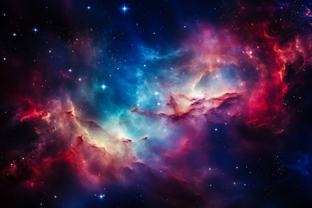 Cosmos, colorful space cloud nebula. Universe science astronomy galaxy background wallpaper.の素材