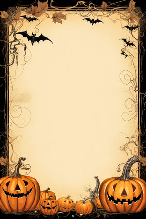 Halloween empty writing paper, letter sheet paper or halloween restaurant, coffee shop menuの素材