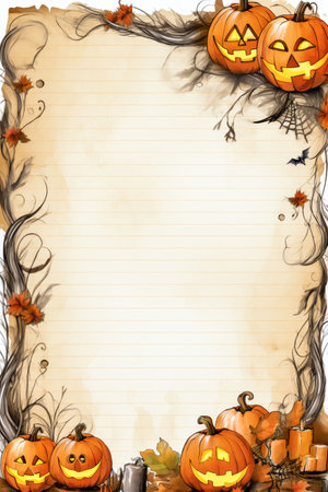 Halloween empty writing paper, letter sheet paper or halloween restaurant, coffee shop menuの素材