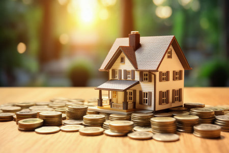 Home loan for real estate mortgage concept. Mortgage loading real estate property with loan money bank concept.の素材