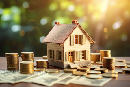 Home loan for real estate mortgage concept. Mortgage loading real estate property with loan money bank concept.の素材
