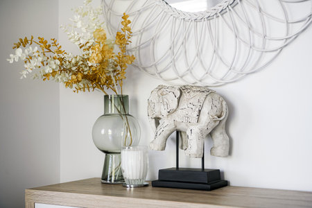 Home interior decor, interior of modern living room. Stylish house, apartment decoration.の写真素材