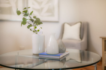 Home interior decor, interior of modern living room. Stylish house, apartment decoration.の写真素材