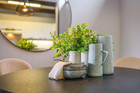 Home interior decor, interior of modern living room. Stylish house, apartment decoration.の写真素材