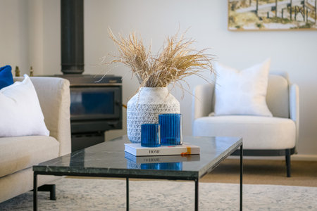 Home interior decor, interior of modern living room. Stylish house, apartment decoration.の写真素材