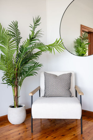 Home interior decor, interior of modern living room. Stylish house, apartment decoration.の写真素材