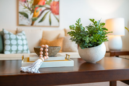 Home interior decor, interior of modern living room. Stylish house, apartment decoration.の写真素材