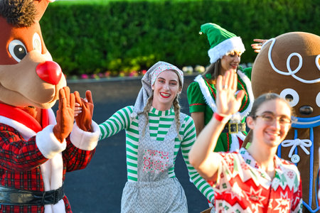 Sydney, Australia - December 4th, 2020: Christmas Parade during the Royal Randwick Christmas Festival at Royal Randwick racecourse.のeditorial素材