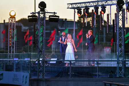 Sydney, Australia - December 4th, 2020: Samantha Jade performs on the stage during the Royal Randwick Christmas Festival at Royal Randwick racecourse.のeditorial素材