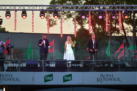 Sydney, Australia - December 4th, 2020: Samantha Jade performs on the stage during the Royal Randwick Christmas Festival at Royal Randwick racecourse.のeditorial素材