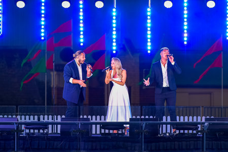 Sydney, Australia - December 4th, 2020: Samantha Jade performs on the stage during the Royal Randwick Christmas Festival at Royal Randwick racecourse.のeditorial素材