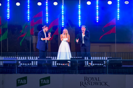 Sydney, Australia - December 4th, 2020: Samantha Jade performs on the stage during the Royal Randwick Christmas Festival at Royal Randwick racecourse.のeditorial素材