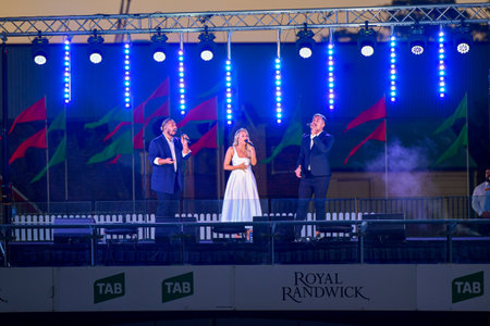 Sydney, Australia - December 4th, 2020: Samantha Jade performs on the stage during the Royal Randwick Christmas Festival at Royal Randwick racecourse.のeditorial素材