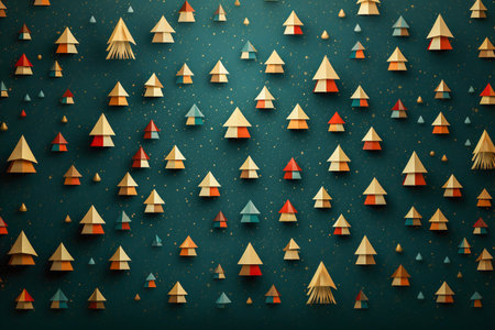 Group of Christmas decorations on a green background. Merry Christmas pattern.の素材