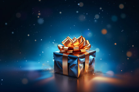 Christmas gift on a blue background. Merry Christmas presents.の素材