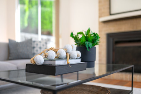 House interior decor, inside of modern living room. Stylish home, apartment decoration.の写真素材