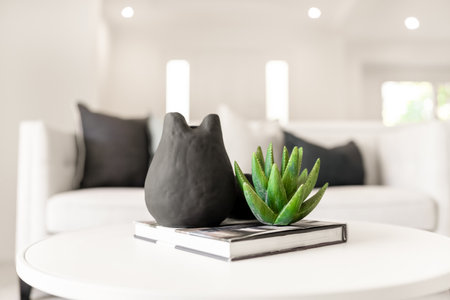 House interior decor, inside of modern living room. Stylish home, apartment decoration.の写真素材