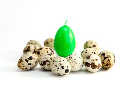 Easter eggs on white background の写真素材