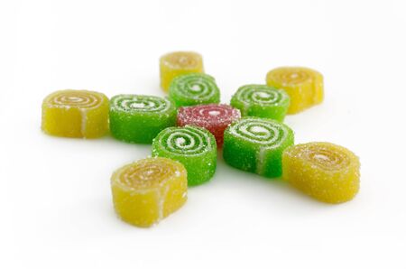 Fruit jelly laid out in the shape of a star の写真素材