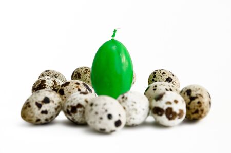 Easter eggs on white background の写真素材