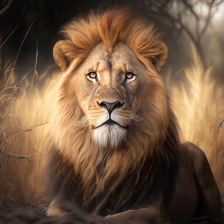 Majestic Lion in the Savannah - Generative AIの素材