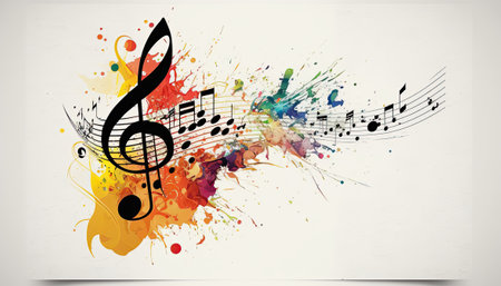 Colorful abstract musical notes, Generative AIの素材