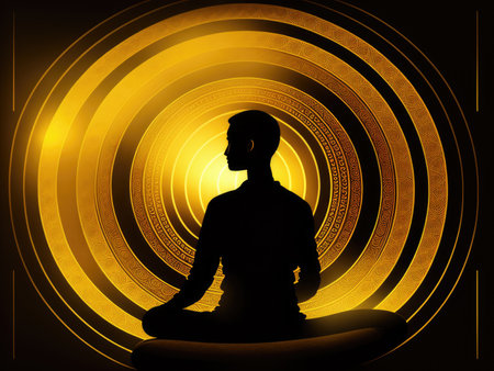 Illustration of a person meditating, Generative AIの素材