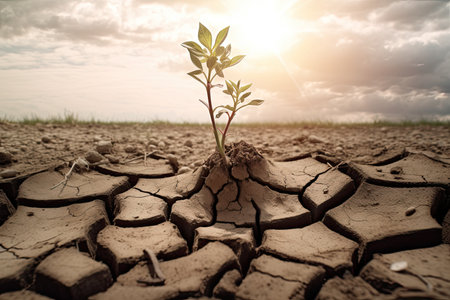 Plant that grows in dry and cracked soilの素材