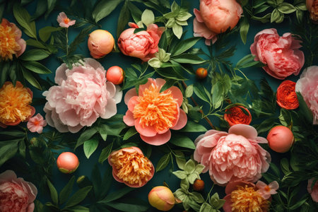 A bunch of flowers that are on a wall, Generative AIの素材