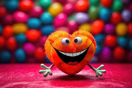 A heart - shaped object with a smile on its face, Generative AIの素材