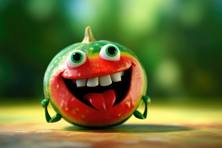 A close up of a toy with a smile on it's face, Generative AIの素材