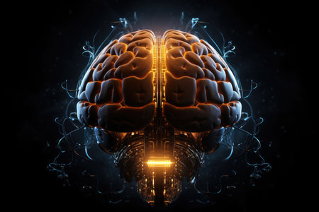 A computer generated image of a human brainの素材
