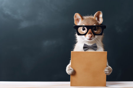 A small animal wearing glasses and a bow tieの素材