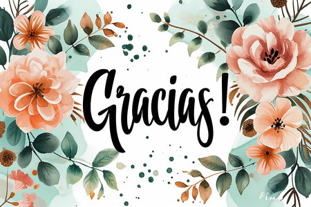 A floral frame with the words gracias on itの素材