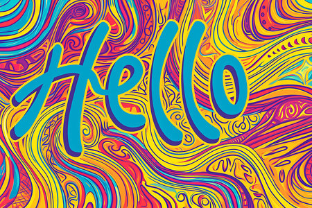 A colorful poster with the word hello on itの素材