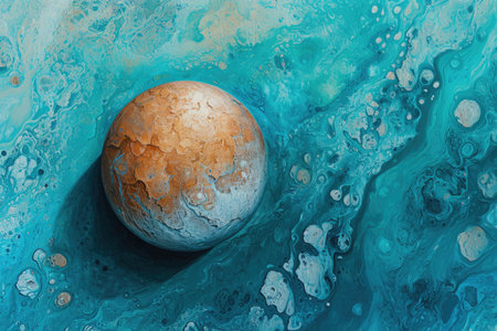 A painting of a ball in the waterの素材