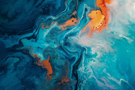 An abstract painting with blue and orange colorsの素材