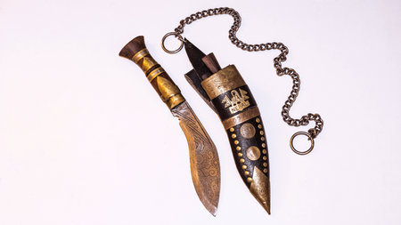 This is a nepali weapon called khukuri carved and designed beautifully.の素材