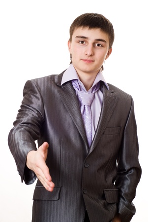 handsome businessman standing on white backgroundの写真素材