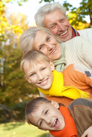 nice family of four on the nature