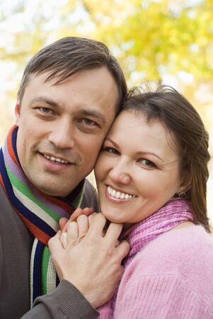 happy nice couple in a parkの写真素材