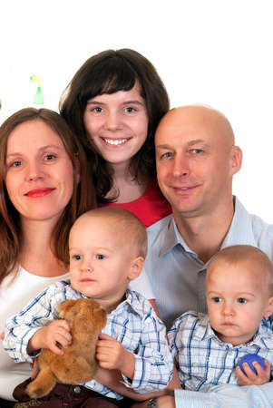happy family of five on a lightの写真素材
