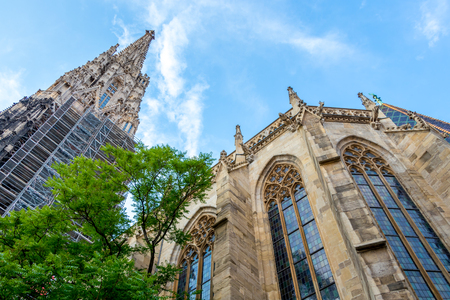 Beautiful view of famous St. Stephen`s Cathedral in Viennaの写真素材