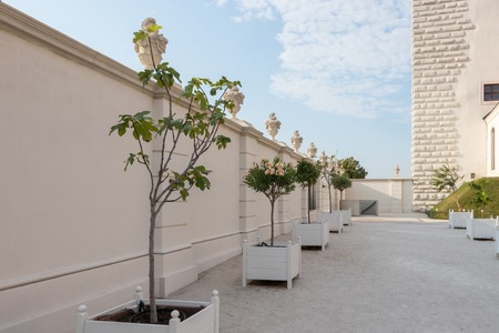 Flower garden with a white sandy footpath, Bratislava, Slovakiaのeditorial素材